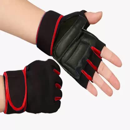 Gym Hand Gloves Unisex Streachable Gym Gloves for Professional Exercise and Fitness Sports Gym Gloves for Workout Leatherette Gym Gloves with Foam Hand Gripper Support for Men Women Gloves-image-16