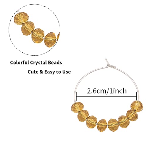 Kai Top Wine Glass Charms Markers Tags Identification Set Of 12, Colorful Beads Wine Charm Drink Charm Markers For Stem Glasses Holiday Birthday, Wine Bachelorette Tasting Party Favors Decorations #TOP2