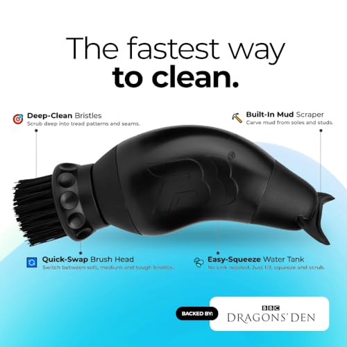 Boot Buddy Shoe Cleaner & Brush with Towel (Black) - Cleans Outdoor Footwear, Football, Rugby, Walking, Hiking & Golf Shoes in Minutes