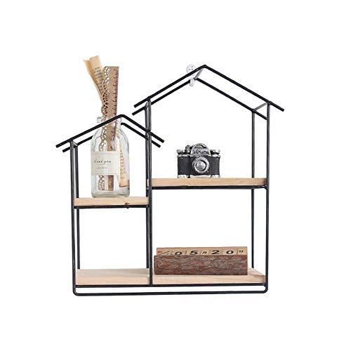 Preisvergleich Produktbild ADSE Wandregal Home Wandregale Wandbehang Geometrisches Eisenhaus Nagelfrei Schlafzimmer Wanddekoration Anhänger, 23X11.5X28.5cm Schwimmende Regale