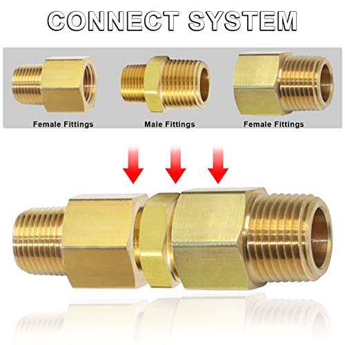 KOOTANS 1/2 NPT x 3/8 NPT Male Solid Brass Hex Nipples, Heavy Brass Pipe Adapter Fittings Reducing Nipple Connectors 4Pieces by KOOTANS - Used condition - Image 6