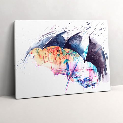 Pluie, parapluie et ville tableau déco pour créer un salon cosy