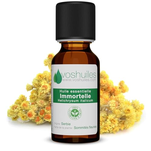 VOSHUILES - Huile Essentielle d'Hélichryse Italienne Immortelle - 2ml - 100% Pure et Naturelle - Idéale pour le Massage et le Bien-être - Arôme Boisé et...