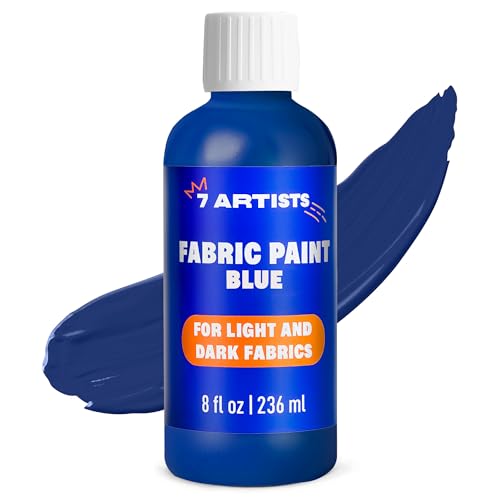 Blue Fabric Paint 8 fl. oz Permanent Fabric Paint Blue for Clothes | Textile Clothing Paints for Cotton and Synthethic Fabrics Furniture Upholstery Shoes Sneakers T-Shirt Tote Bags