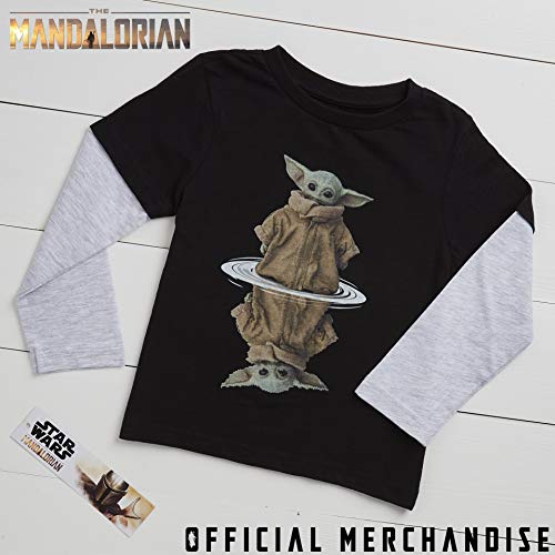 Star Wars Baby Yoda Jongens T-Shirt, De Mandaloriaanse Het Kind Print, Zwart en Grijs Lange Mouw Top voor Kinderen… - Afbeelding 6