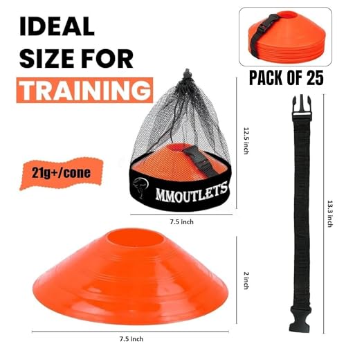 75/50/25 Pack, Pro-Grade Soccer Training Cones Set, Durable Agility Soccer Cones with Carry Bag & Strap Holder Ideal for Sports Training, Football, Soccer, Basketball- Trusted by Coaches & Athletes
