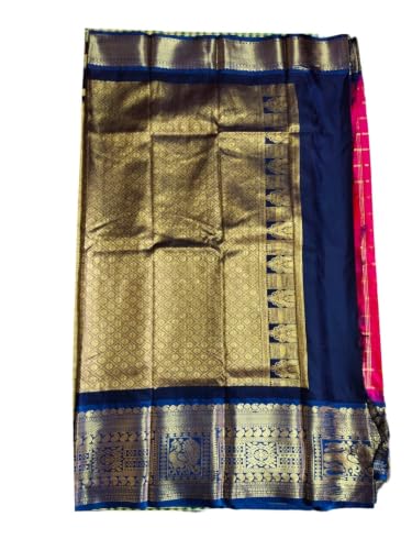 Mamtha navy blue gadwal silk saree – image 4