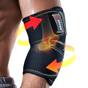 Tennis Elbow Brace for Men & Women, Skin-Friendly, Neoprene Elbow Compression Sleeve, Adjustable Elbow Brace for Tendonitis, Tennis Elbow, Elbow Pain Relief, One Size Fits Most