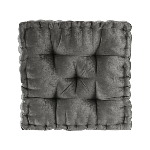 Intelligent Design Azza Poly Chenille Square Floor Pillow Cushion, 20"x20"x5", Charcoal
