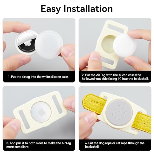 Image of GOCII for Airtag Dog Collar Holder 2 Pack,Waterproof Dog Collar Holder for Apple AirTag(Gen 1 & 2),Silicone Air Tags Case for Dog Collars(Beige & Gray)