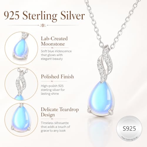 925 Sterling Silver Moonstone Necklace New Beginnings, High School Graduation Gifts, Moonstone Jewelry June Birthstone Necklace for Women, Inspirational Graduation Gifts for Sister Daughter Best Friend Birthday Gifts Ideas — view 6
