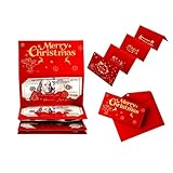 Weihnachtskartenhalter mit 6 Geldfächern – wiederverwendbarer roter Urlaubs-Brieftaschen-Umschlag, 19 x 13 cm