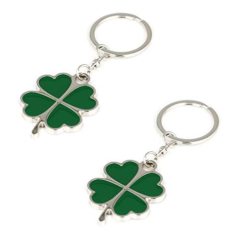2Pcs Silver and Green Color Cute Zinc Alloy Four-leaf Clover Fortune Pendant Souvenir Gift Cover