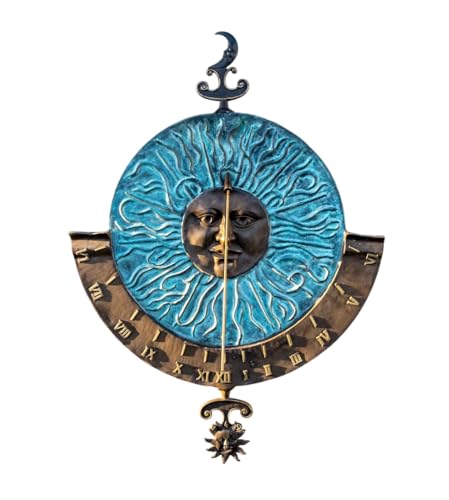 IDYL Grande meridiana per esterni, decorazione da parete, 85 x 40 x 85 cm, orologio in bronzo, realizzato a mano