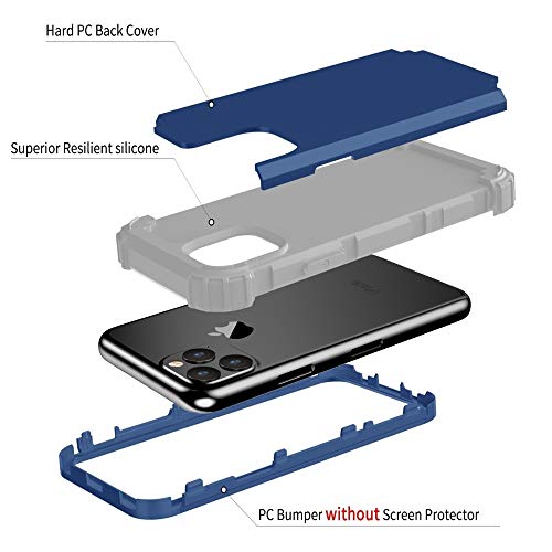 Coque silicone iPhone 11 Pro antichute trois pièces PC bleu protection