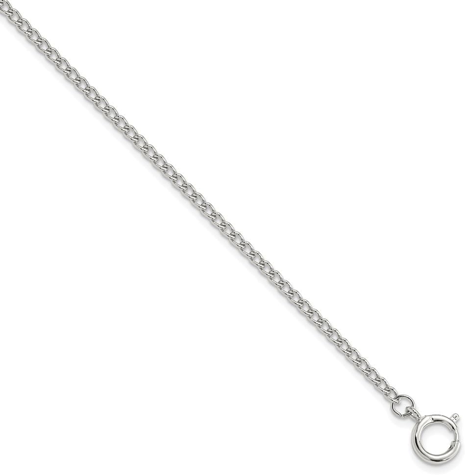 Sonia Jewels Silver-Tone Steel 3.25mm Curb Cuban Pocket Watch Chain 13.25"