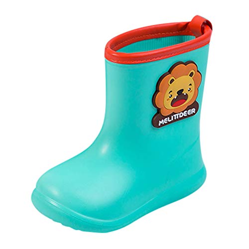 EnJoCho Toddler Rain Boots for Kids,Unisex Kids Shoes for Boys Girls Cartoon Rubber Waterproof Rain Shoes Rain Boots (Mint Green-01, 6-7 Years)