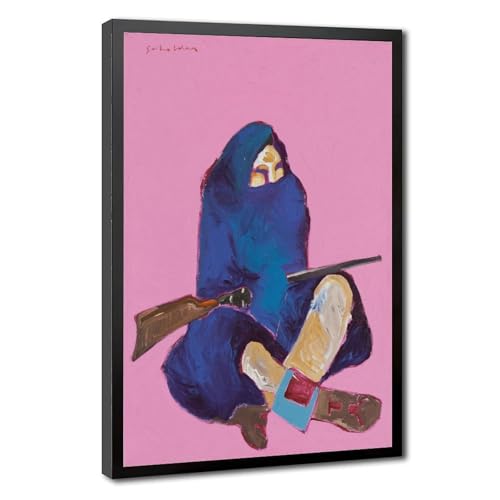 Fritz Scholder poster indien assis fusil impression sur toile déco murale