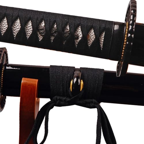 Black Cotton Ito Tsukamaki Sageo for Japanese Katana Wakizashi Tanto