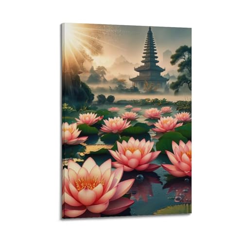 Fleur de lotus affiche murale cœur symbole de sérénité intérieure