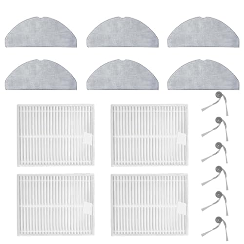 16 Pcs Replacement Parts Kit for Roborock Q7 M5/ Q7 M5+/ Q7 L5 Vacuum Cleaner, 6 Side Brush, 6 Mop Pad, 4 HEPA Filter