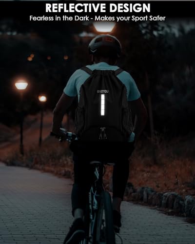 BROTOU Bolsa de deporte, bolsa de fútbol, mochila con cordón, bolsa de deporte con compartimento para zapatos,mochila piscina, bolsa de gimnasio, impermeable, para hombre, mujer, niños, jóvenes - imagen 6