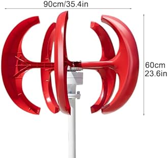 Wind Turbines Generator, 1000W 12V/24V Wind Turbine Generator kit, 5-Blade Lantern Wind Turbines Generator Kit, Electromagnetic Electricity Producer Equipment for Home Charging Red