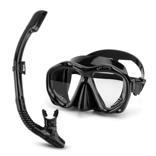 Set de Snorkel Seco para Adultos con Gafas Ajustables y Cubierta Facial con Tubo Seco para Buceo y Natación