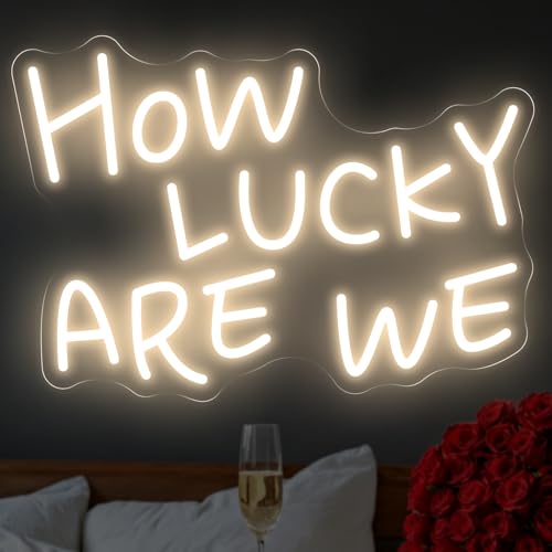 How Lucky Are We Neon Sign, Romantic Anniversary LED Light,