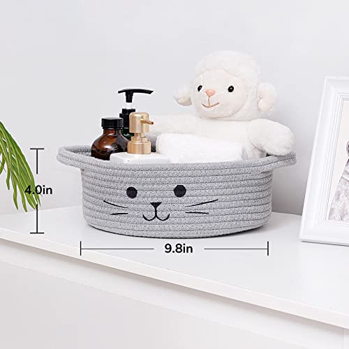 image for HiChen Small Woven Rope Storage Basket, Cute Cat Toy Basket for Living