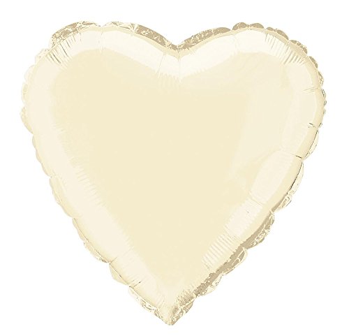 Unique Party - 52964 - Ballon à l'Hélium - Forme de Cœur - 45 cm - Ivoire