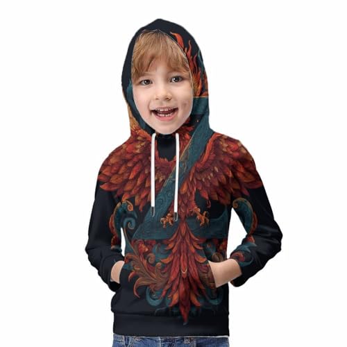 Sweat à capuche enfant coupe unisexe 12-14 ans imprimé Phoenix 3D - 5