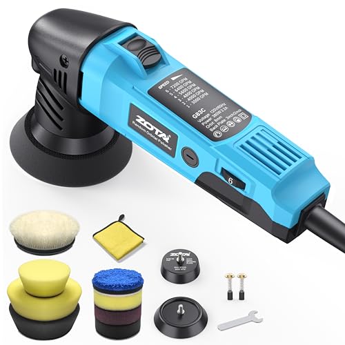 ZOTA 3 inch Polisher 2 Mini Buffer with 8mm Random Dual Action Polisher 13.1ft(4m) Extended Power Cord for Quiet & Smooth Small Buffer Polisher.
