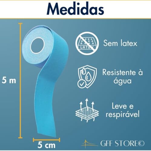 Fita Kinesiológica para Fisioterapia, Fita Atlética, cores azul e rosa.