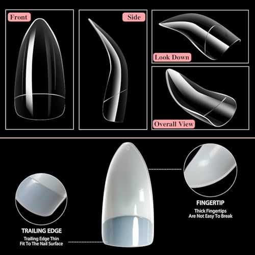 2 Boxes Curved Stiletto Nail Tips 200Pcs Acrylic Raptor Eagle Claw Nails Extension Tip, Pre-shaped Gel Half Cover False Nail Tips Halloween Nail Art DIY Home & Salon Manicure, Drag Queen Nails Cosplay