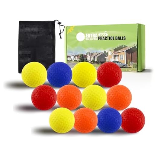 FINGER TEN Golf Übungsbälle Trainingsbälle 12 Stück Golfbälle Trainings Heimgebrauch Im Freien Garten Rot Orange Gelb Blau Für Damen Herren Kinder (Vier Farben, 12 Stück)