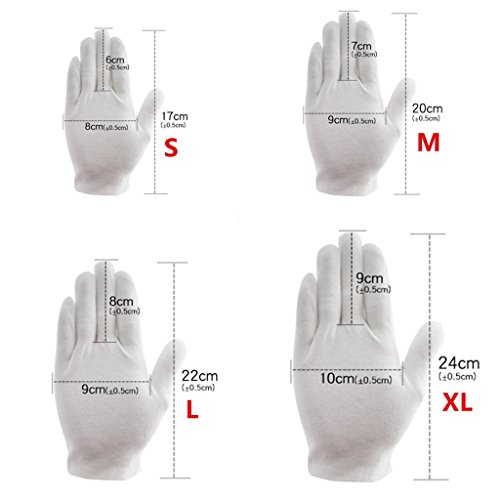 DH 12 Pairs White Cotton Gloves Soft mittens, Jewelry Inspection Stretchy Work Gloves-Large - Thumbnail 2