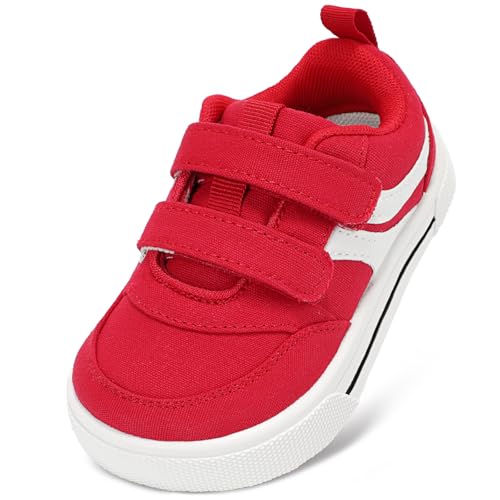 STQ KIDS Toddler Girl Shoes Wide Toe Box Shoes Lightweight Girl Sneakers Non-Slip Zero Drop Active Kids Walking Running Tennis Shoe Red Toddler 7