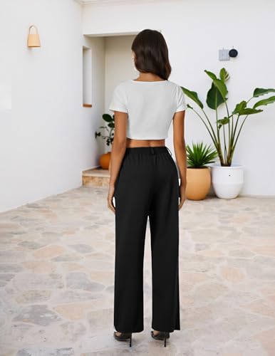 FireSwan Wide Leg Pants Woman Palazzo Casual Slacks High Waisted Trousers Loose Business Work Dress Office Pockets3