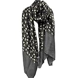 Dimensions : 180 * 90 cm Alexis Leroy Foulard 180x90cm Imprimé Fleuri Rétro Écharpe Longue Polyvalente en Simili Lin Gris