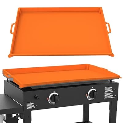 MLMTFI 36 Inch Blackstone Griddle Cover Full-Edge Protection Silicone Mat for Griddle Heavy Duty Food Grade Blackstone Accessories Top Cover With Handles For Outdoor Grill Barbecue Party - ORANGE