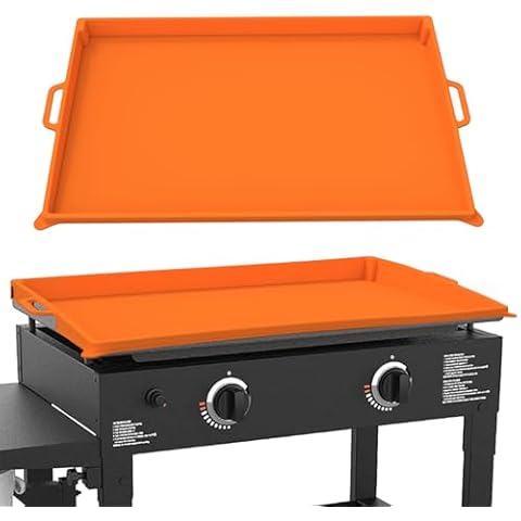 MLMTFI Griddle Cover Mat for Blackstone 28 inch Silicone Mat Cover Full Wrap-Around Protection Covers Heavy Duty Food Grade Grill Buddy Mat With Handles All Season Protect from Rust Insects - ORANGE Cover