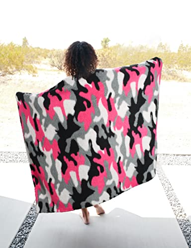 Catalonia Camo Sherpa Throw Blanket, Fuzzy Snuggle Blanket For Camping Traveling Couch Bed, Super Soft, Light Weight, Reversible, All Season Use, 50X60 Inches #TOP5