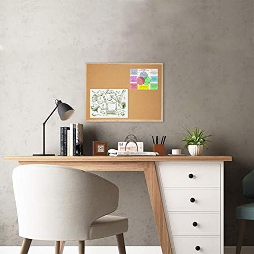MEETMATE Cork Notice Board 40 X 60CM Cork Boards for Walls Wood Frame Pin Board Decorative Hanging Bulletin Board for Home and Office