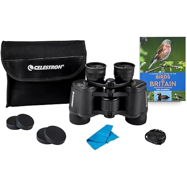 Celestron 73151 LandScout 7x35mm - Wodoodporny zestaw milosnika ptaków Celestron 73151 LandScout 7x35 mm powlekane soczewki szklo optyczne K9 atlas ptaków Wielkiej Brytanii i Europy Pn. czarny