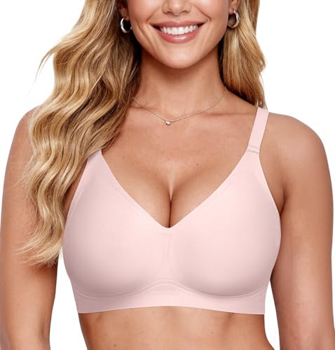 Image of OEAK Women Comfortable Jelly Bras No Underwire Seamless Full Coverage Bralette Buttery Soft Convertible Everyday Tshirt Bra
