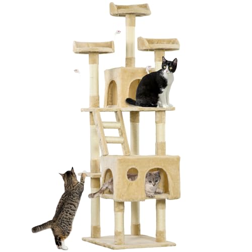 PawHut Rascador Árbol para Gatos Grande 60x49x180 cm con Poste de Arañar...
