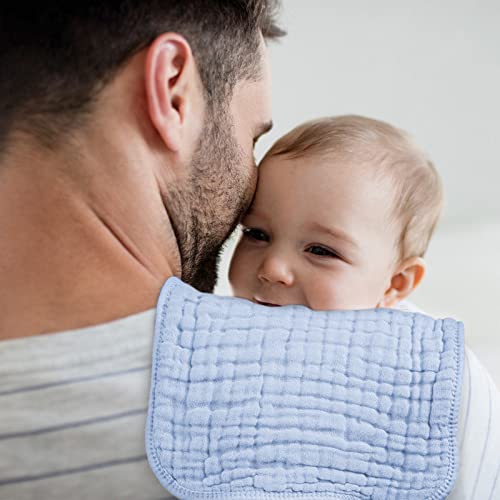 Looxii Muslin Burp Cloths 100% Cotton Muslin Cloths Large 20''x10'' Extra Soft and Absorbent 6 Pack Baby Burping Cloth for Boys and Girls (Blue)