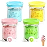 4 Stück Behälter für Ninja Swirl CREAMi 480 ml Eisbehälter - Eismaschine Zubehör für Ninja NC700/NC701 Series, BPA-frei, Spülmaschinenfest, Farbige Deckel