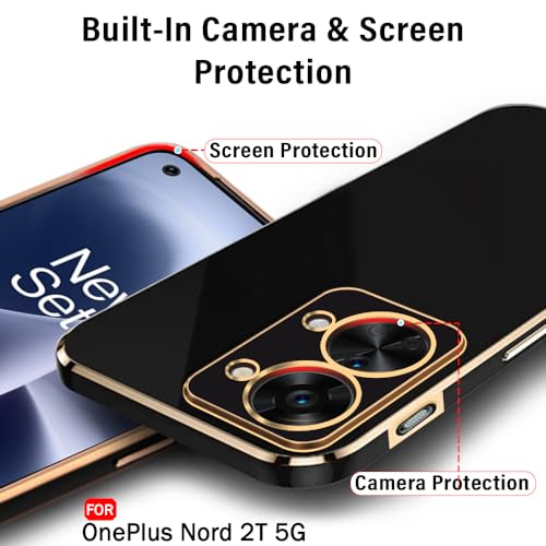 Image of TheGiftKart Luxurious Golden-Plated Back Cover Case for OnePlus Nord 2T 5G | Raised Lips for Camera & Screen Protection | Shockproof Design | Stylish Back Cover Case for OnePlus Nord 2T (TPU, Black)